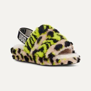 UGG Fluff Yeah Animalia Fuzzy Slippers Lounge Cozy Wool Sheepskin Soft